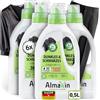 AlmaWin Detersivo per bucato nero [6 x 750 ml - 180 carichi] per colori brillanti senza sbiadimento, detersivo vegano nero per una pulizia delicata con noce [20-60 °C]