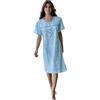 Leo Corsetteria Camicia da Notte Donna Classica Manica Corta Serafino Lungo Cotone Leggero Taglia XL Colore Azzurro