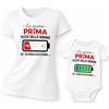 Generico T-Shirt e Body Neonato "La Nostra Prima Festa della Mamma" - Completo Coordinato Madre Figlio Figlia - Maglietta Scarica e Body Carica - Idea Regalo Festa della Mamma