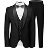 Autsel Abito da Uomo 3 Pezzi Slim Fit Completo da Sposo Formale Vestito Business per Uomo Matrimonio Giacca Vest e Pantaloni Blu L