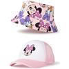 Disney Set Cappello da Pescatore e Berretto Rosa per Ragazze Minnie Mouse | Accessori per la Stampa di Caratteri Leggeri e Traspiranti | Protezione Solare Casual