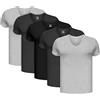Brubaker Pacco di 5 Magliette da Uomo - T-Shirt a Maniche Corte con Scollo a V - Cotone Pettinato - Extra Lungo - Senza Cuciture Laterale - 1x Nero, 2X Antracite, 2X Grigio Chiaro - M