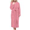 Generic Vestaglia in pile da donna, vestaglia lunga da donna, vestaglia invernale con tasche e cintura, vestaglia calda, comoda e accogliente, tinta unita, abbigliamento da notte, Oro rosa, XL