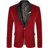 Generisch Giacca in velluto, da uomo, per matrimoni, feste, Natale, smoking, giacca in velluto, giacca invernale, elegante, blazer, elegante, giacche con risvolto per il tempo libero, Colore: rosso, 3XL