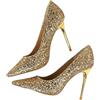 WJLYDM Scarpe con tacco a spillo da donna, paillettes, sposa, di lusso, in oro e argento, 7 cm a 10, taglia 43 Per Il Lavoro Matrimonio Ballo