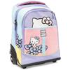 Giochi Preziosi - Hello Kitty Zaino Trolley - Zaino Trolley Bambina, Ruote Rinforzate, Manico Telescopico, Tasche Multiple, Design Pastello Ufficiale Sanrio