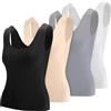 Toulite 4 Canotte Termiche da Donna, Biancheria Intima Senza Maniche, Canottiera in Cotone Caldo, Nero, Bianco, Nudo e Grigio Chiaro, L