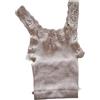 EGI Canottiera Spalla Stretta Plisse con Pizzo Donna Lana 85% e Seta 15% Realizzato Interamente in Italia Ottima Qaulità Art. 1491 (L, Conchiglia)
