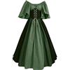 Generico 2024 Abito Halloween Rinascimentale Medievale Donna Vintage Cosplay Costumi Medioevo Vestito Gotico Lungo Taglie Forti Manica Lunga