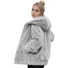 Generico Pail Donna Felpa Lunga Donna Giacca Montagna Cardigan Lungo Da In Pile Con Aperto Sul Davanti Cappotto Invernale Caldo Felpa Pile Con Zip Giacca Da Sci Black Xxxl
