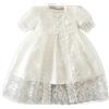Selene Ricamo Pizzo Battesimo Abito con Cofano e Pizzo Cappotto Bambine Bambini Formale Matrimonio Festa di Compleanno Damigella d'onore Bambino Battesimo Abito, avorio, 3 Mesi