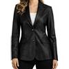 AAOutfitz Blazer da donna in vera pelle con due bottoni, Nero - Pelle, XXL