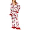 Generisch Pigiama da donna con fiocco, comodo pigiama in cotone per donne, casual, homewear comfort, stampa personalità, rosa intenso, M