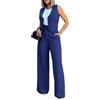 shownicer Tailleur Donna Eleganti Pantaloni e Gilet Curvy Completo Blazer a Senza Maniche 2 Pezzi Tuta Elastici in Vita Set di Abiti in Tinta Unita Pantalone Giacche Due Pezzi Suit A Nero XXL