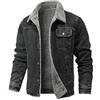 vokkrv Giacca a jeans da Uomo Giubbotto da Denim Cotone con tasche Denim Motociclista Classica Invernale Imbottita Jacket Giacche di Jeans calda taglia forte Cappotto Parka Casual