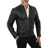 RINDWAY-IT Giacca Biker In Vera Pelle Nera Uomo Slim Con Impunture Frontali 12 Mesi Con Trapunta Removibile