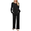 Generico Tuta Donna Eleganti Lavorati Completo in 2 Pezzi Lana Casual Tute Pullover Manica Lunghi e Pantalone a Gamba Larga in Vita Completi Palestra Autunnale Invernale Coordinato Maglia Comodo