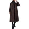 Inzegao Cappotto lungo in velluto a coste da donna, con bottoni e tasche laterali, foderato in pile, Caffè, Medium