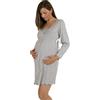Premamy - Camicia da Notte per Premaman, Modello con Fiocco, Cotone bielastico, Pre-Post Parto - Grigio - IV (M)