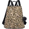 RPLIFE Zaino da donna con stampa leopardata nera marrone borsa antifurto casual alla moda con pompon