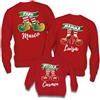 Generico Set Tris di Felpe Famiglia Natale Rosse Maglie Natalizie per papà Mamma Bambino Bambina Maglione Personalizzate con Nome ''Scarpette Elfi'' Idea Regalo Natale Natalizia