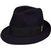 Borsalino Cappello di Feltro Nilo Premium Donna/Uomo - Made in Italy Trilby Lana con Fodera, Nastro Grosgrain Autunno/Inverno Inverno - 57 cm Blu Scuro