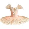 GiftGalore Abito tutù professionale da danza classica per ragazze in fiori, piatto da donna e da bambino, costume da concorso di danza sul palcoscenico(120CM)