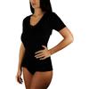 Clessidra Pacco da 3 Magliette Manica Corta Donna con Ricamo in Lana Cotone Made in Italy, Maglietta Intima, Lana, T-Shirt Donna, Camiciola, Maglia, Lana Cotone, Mezza Manica PT4220 (6, Nero)