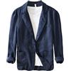 Icegrey Blazer Casual da Uomo in Lino Slim Fit Suit Giacche Due Button Giacca Smart Blazer, Marina Militare, L