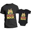 t-shirteria Coppia Tshirt e Body Neonato Intimo da Giorno - papà Figlio - Rock Family - Musica - Rocker - Love Music - Grinta - Mani - Corna - Neonato - Padre - Figlio - Festa del papà - Idea Regalo