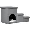 PawHut Scaletta per Cani e Gatti 3 Gradini 10kg Max 73.5x33x40.5 cm Grigio