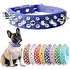 Hotlion Collari per cani con chiodini, collare per cani con borchie, in pelle, rivetto per cuccioli, regolabile, per cani di taglia piccola, media e grande, blu, XXS