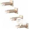 Ysislybin 4 in 1 Parete da Arrampicata per Gatti, Scala a Muro per Gatti, Scale e Gradini da Parete per Gattis, Scaletta in Legno Massiccio di Gomma con Corda di Luta per Graffiare, Fino a 35 kg