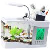Pyhodi Mini Pesce, Multifunzionale USB Acquario Elettronico Desktop Ricaricabile USB con Pesci Desktop Ecologici USB Pesci Tanking Aquarium Calendario per la Camera da Letto (WHITE)