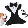 Generic Smoking per cani di piccola taglia | Camicia da sposa con papillon per cani con corda di trazione - Smoking per cani, abbigliamento formale per cani, abbigliamento per cuccioli, vestito per