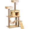PawHut Albero Tiragraffi per Gatti con Casetta 60x40x130 cm Multicolore