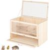 COSTWAY Gabbia per Criceti in Legno con Tetto Ribaltabile in Rete | Recinto per Criceti con Aree Multi-Scala, Rampa, Pannello in Acrilico e Porta Bloccabile, 60 x 35,5 x 42 cm