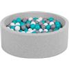 Petsona Piscina per Cani E Gatti in Morbida Schiuma Piscina per Cani 90X30cm/200 Palline Colorate Area Giochi per Cani E Gatti Fodera Rimovibile E Lavabile, Grigio Chiaro: Grigio/Bianco/Turchese