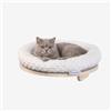 PERCORSIPERGATTI.IT Cuccia per Gatti Tonda da Parete in Legno d'Abete PEFC Artigianale, con Cuscino Beige Lavabile, Mensola per Gatti Super Robusta per Dormire, Gioco e Relax, Fino a 20 kg - Percorsopergatti