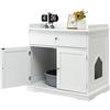 COSTWAY Mobile per Lettiera Gatti in Legno, con Portaoggetti, 2 Ante, Cassetto e Ingresso Laterale, Mobiletto Multiuso per Ingresso e Soggiorno, 76 x 53 x 74 cm, Carico Massimo 30 kg (Bianco)