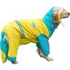 Blue Dream Island Impermeabile per cani con gamba, poncho impermeabile a quattro zampe con cappuccio e coda, leggero e impermeabile, con strisce riflettenti e foro di trazione, per cani di taglia media e grande, 7XL