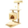 FENIXSHOP24 Tiragraffi angolare per gatti alto 88 cm, con corda in Sisal e peluche è fornito inoltre di una comoda e accogliente cuccia - Beige