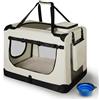 Juskys Trasportino per Cani Lassie XL pieghevole e portatile 56x81x58 cm con coperta, borsa e maniglie - trasportino pieghevole per cani, gatti e animali domestici - tessuto Oxford - Beige