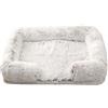 Mateju Cuccia Cane di Peluche, Lettino Gatto Rettangolare Lettino Cane Interno in Peluche Rimovibile Lavabile Cuccia per Animali Domestici con Fondo Antiscivolo (Bianco + Grigio,S 40x35cm)