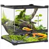 PawHut Terrario per rettili, terrario in vetro, 24 l, contenitore di alimentazione rettile, con ventilazione frontale, tappo a vite per anfibi ragno, nero, 30 x 30 x 30 x 30 cm