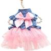 Generico Vestiti per cani Pet Bow Princess Dress Summer Dog Vest Denim Shirt Sundress Sweet Wedding Party Dress Pet Clothes Clothing