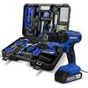 COMOWARE Kit di attrezzi per la casa da 120 pezzi con trapano, kit di utensili elettrici combinati da 20 V con batteria agli ioni di litio da 2,0 Ah e caricabatterie, frizione 25+1, set di
