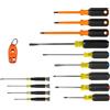 Klein Tools 85814 Set di cacciaviti di precisione, isolati, manici con codice colore, Phillips, scanalato, armadietto, chiave di volta, demolizione, punte quadrate, 14 pezzi