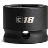 Capri Tools 18 mm Stubby Impact Socket, 3/8 in. Drive, 6 Point, Metric