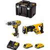 DeWALT Kit DWK205 (Trapano a Percussione DCD796 + Sega Universale DCS367 + 2 Batterie 2,0 Ah + Caricabatterie + TSTAK VI)